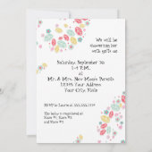 キュートお洒落スワールハートフラワーツリーベビー写真 招待状 (裏面)