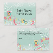キュートお洒落スワールフクロウベビーおむつラッフルチケット エンクロージャーカード (正面/裏面)