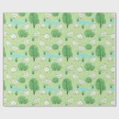 キュートお洒落チキンメドウグリーンフィールド鶏 ラッピングペーパー (フラット)