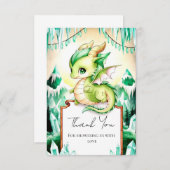 キュートお洒落ドラゴンベビーシャワー サンキューカード (正面/裏面)