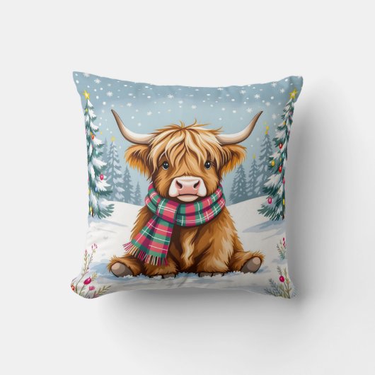 キュートお洒落ハイランドカウクリスマス クッション (正面)
