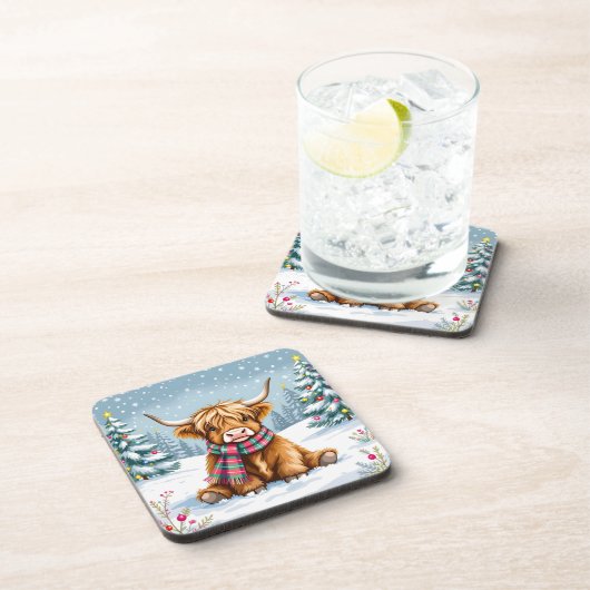 キュートお洒落ハイランドカウクリスマス コースター (右側)