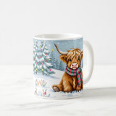 キュートお洒落ハイランドカウクリスマス コーヒーマグカップ (正面右)