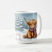 キュートお洒落ハイランドカウクリスマス コーヒーマグカップ (正面右)