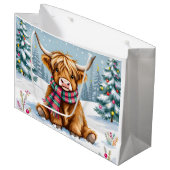 キュートお洒落ハイランドカウクリスマス ラージペーパーバッグ (正面アングル)