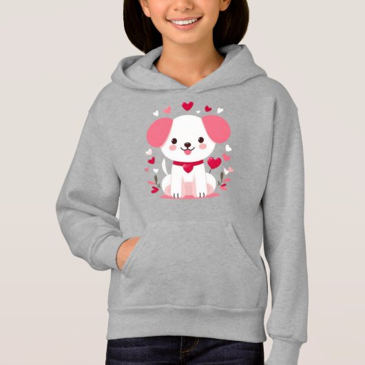 キュートお洒落バレンタインの子犬 (正面)