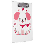 キュートお洒落バレンタインの子犬 クリップボード (右)