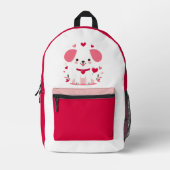 キュートお洒落バレンタインの子犬 プリントバックパック (正面)