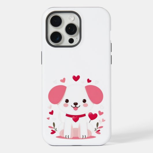 キュートお洒落バレンタインの子犬 iPhoneケース (裏面)