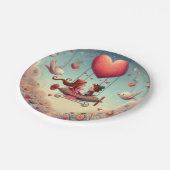 キュートお洒落バレンタインデーハート飛行機 ペーパープレート (アングル)