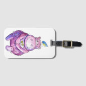 キュートお洒落パープルヒッポ ラゲッジタグ (正面横)