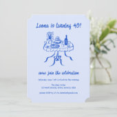 キュートお洒落ビュッフェピクニックカスタム誕生日パーティー 招待状 (スタンド正面)