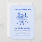 キュートお洒落ビュッフェピクニックカスタム誕生日パーティー 招待状 (正面)