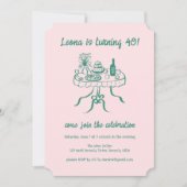 キュートお洒落ビュッフェピクニックカスタム誕生日パーティー 招待状 (正面)