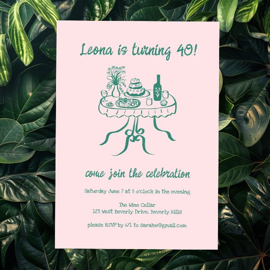 キュートお洒落ビュッフェピクニックカスタム誕生日パーティー 招待状