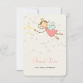 キュートお洒落ピンクフェアリープリンセスガールズ誕生日 サンキューカード (正面)