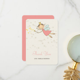 キュートお洒落ピンクフェアリープリンセスガールズ誕生日 サンキューカード