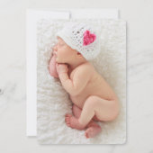 キュートお洒落ピンクホエールモノグラムベビーガール誕生 案内状 (裏面)