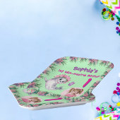 キュートお洒落フローラシーライオンガーリー子供の誕生日 ペーパープレート