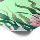 キュートお洒落フローラシーライオン誕生日へようこそ ポスター (角)