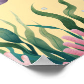 キュートお洒落フローラシーライオン誕生日へようこそ ポスター (角)