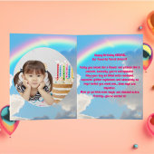 キュートお洒落フローラユニコーンガーリー子供の誕生日 カード