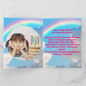 キュートお洒落フローラユニコーンガーリー子供の誕生日 カード (内部)