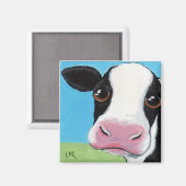 キュートお洒落ブラック&ホワイトカウズイラストレーション マグネット (正面/裏面)