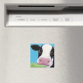 キュートお洒落ブラック&ホワイトカウズイラストレーション マグネット (インサイチュ (食洗機))