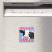 キュートお洒落ブラック&ホワイトカウズイラストレーション マグネット (インサイチュ (食洗機))