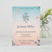 キュートお洒落ペンギン付きバルーン誕生日 招待状 (スタンド正面)