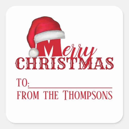 キュートお洒落ホリデーサンタクロース スクエアシール (正面)