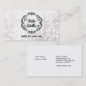 キュートお洒落ホワイトグリッター《写真》ぼけ味 名刺 (正面/裏面)