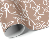 キュートお洒落ホワイトチョコ弓パターンハヌカー ラッピングペーパー (ロールコーナー)