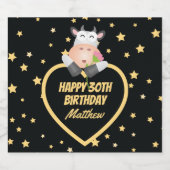 キュートお洒落ホーリーカウズハッピーバースデーパーティー スパークリングワインラベル (シングルラベル)