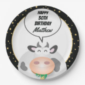 キュートお洒落ホーリーカウズハッピーバースデーパーティー ペーパープレート (正面)