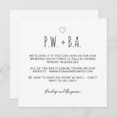 キュートお洒落ミニマルな黒と白結婚の 招待状 (正面/裏面)