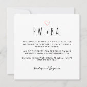 キュートお洒落ミニマルな黒と白結婚の 招待状 (正面)