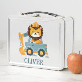キュートお洒落ライオン掘パーソナライズされた削機 メタルランチボックス (インサイチュ)