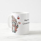 キュートお洒落ラクーンのメリークリスマス コーヒーマグカップ (正面左)