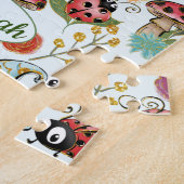 キュートお洒落ラディバグマッシュルームフラワーモノグラム ジグソーパズル (側面)