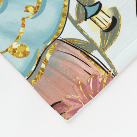 キュートお洒落ラディバグマッシュルームフラワーモノグラム フリースブランケット (角)