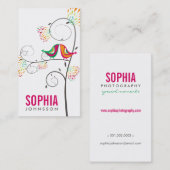 キュートお洒落ラブバードフローラブティックアイデンティティ 名刺 (正面/裏面)