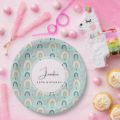 キュートお洒落レインボーパターン誕生日 ペーパープレート (パーティー)