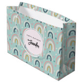 キュートお洒落レインボーパターン誕生日 ラージペーパーバッグ (裏面アングル)