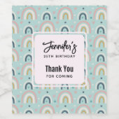 キュートお洒落レインボーパターン誕生日 ワインラベル (シングルラベル)