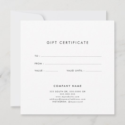 キュートお洒落レインボー商品券 (裏面)