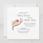 キュートお洒落レッドポールバードベイビーシャワー招待状 招待状 (正面)