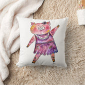 キュートお洒落踊り豚 クッション (ブランケット)