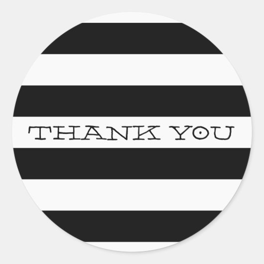 キュートお礼シールモダンストライプシンプル黒 ラウンドシール (正面)